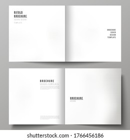 Vector layout of two covers templates for square design bifold brochure, flyer, magazine, cover design, brochure cover. Halftone effect decoration with dots. Dotted pattern for grunge style decoration
