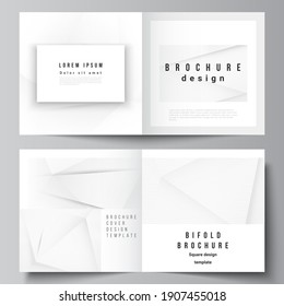 Vector layout of two covers templates for square design bifold brochure, flyer, cover design, book design, brochure cover. Halftone effect decoration with dots. Dotted pop art pattern decoration.