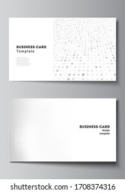 Vector layout of two creative business cards design templates, horizontal template vector design. Halftone effect decoration with dots. Dotted pattern for grunge style decoration