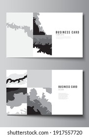 Diseño vectorial de dos plantillas de diseño de tarjetas de visita creativas, diseño vectorial de plantilla horizontal. Decoración de fondo paisajístico, textura gruesa de patrón de medio tono.