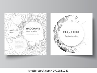 Vector layout of two square covers templates for brochure, flyer, magazine, cover design, book design, brochure cover. Abstract 3d digital backgrounds for futuristic minimal technology concept design.