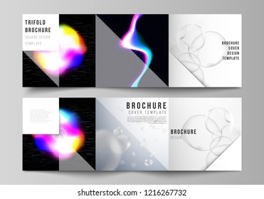 Vector layout of two square format covers design templates for trifold square brochure, flyer, magazine. SPA and healthcare design, sci-fi technology background. Futuristic, medical consept background