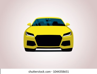 Vector Layout Of A Yellow German Car. Audi.