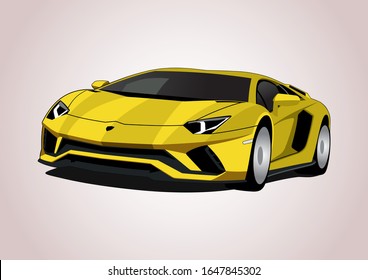 vector layout of the yellow super car. Lamborghini Aventador.