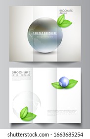 Vector layouts of covers design templates for trifold brochure, flyer layout, book design, brochure cover, advertising. Save Earth planet concept. Sustainable development global business concept.