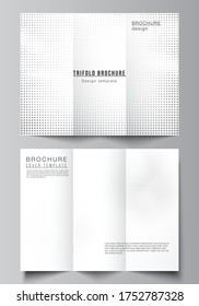 Vector layouts of covers design templates for trifold brochure, flyer layout, book design, brochure cover, advertising mockups. Halftone effect decoration with dots. Dotted pattern for grunge style.