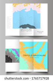 Vector layouts of covers design templates for trifold brochure, flyer layout, magazine, book design, brochure cover. Japanese pattern template. Landscape background decoration in Asian style.