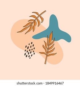 Vector layouts with hand-drawn tropical shapes and textures.