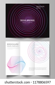 Vector layouts of modern creative covers design templates for trifold brochure or flyer. Random chaotic lines that creat real shapes. Chaos pattern, abstract texture. Order vs chaos concept.