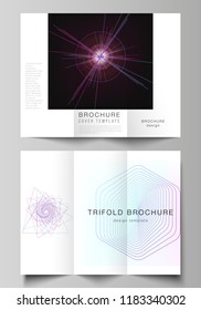 Vector layouts of modern creative covers design templates for trifold brochure or flyer. Random chaotic lines that creat real shapes. Chaos pattern, abstract texture. Order vs chaos concept
