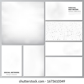 Vector layouts of modern social network mockups for cover design, website design, website backgrounds or advertising. Halftone effect decoration with dots. Dotted pattern for grunge style decoration.