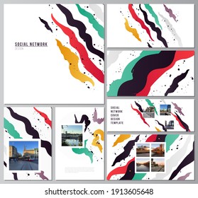 Vector layouts of modern social network mockups for cover design, website design, website backgrounds or advertising mockups, creative agency, corporate, business, portfolio, pitch deck, startup.