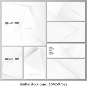Diseños vectoriales de maquetas de redes sociales para diseño de portadas, diseño de sitios web, fondos de sitios web o maquetas publicitarias. Decoración de efecto semitontónico con puntos. Decoración de patrones de arte pop.