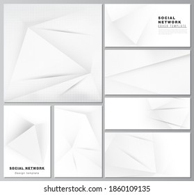 Vector layouts of social network mockups for cover design, website design, website backgrounds or advertising mockups. Halftone effect decoration with dots. Dotted pop art pattern decoration.