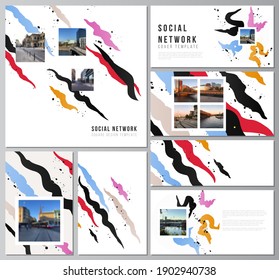 Vector layouts of social network mockups for cover design, website design, website backgrounds or advertising mockups, creative agency, corporate, business, portfolio, pitch deck, startup.