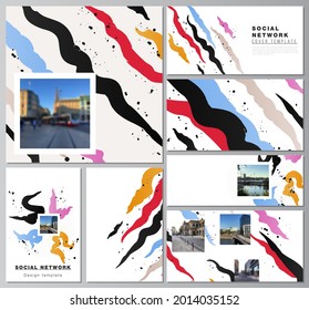 Diseños vectores de maquetas de redes sociales para diseño de portadas, diseño de sitios web, fondos de sitios web o maquetas publicitarias, agencia creativa, empresa, negocio, portafolio, pitch deck, startup.