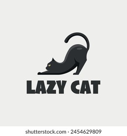 Vector lazy cat logo de texto