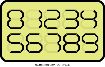 Vector LCD display with abstract shape numbers