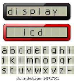 Vector LCD Display Pixel Font - Lowercase Characters