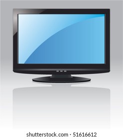 vector LCD screen with blue display and shadow