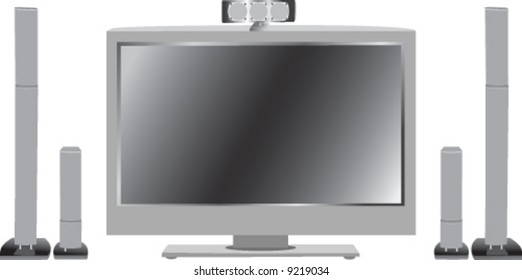 vector of lcd tv and speaker system