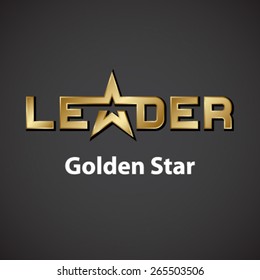 vector leader golden star inscription icon