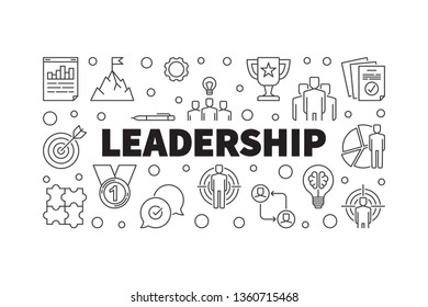 Vector Leadership creative horizontal outline concept illustration or banner