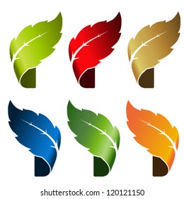 Hoja vectorial: cinta doblada, símbolo de producto natural
