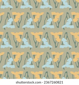 Vector leaf and branch motif illustration seamless repeat pattern digital artwork