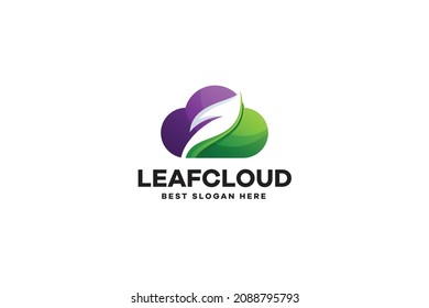 Vector Leaf Cloud Logo Gradient