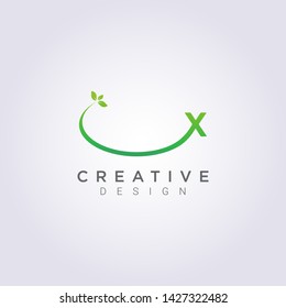 Vector Leaf Design Icon Letter X.
