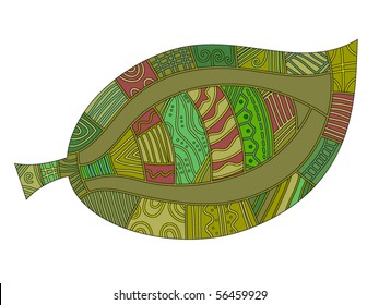 Vector leaf with different red and green pattern over white background
