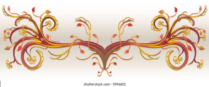 Vector Leaf floral design. Grunge foliage decoration. Created in rich earth tones.