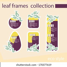 vector leaf frames,collection of labels and stickers