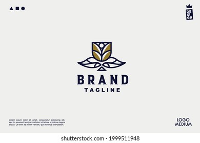 vector leaf glass minimalist simple logo Perfect for any brand and company 
