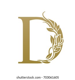 Vector Leaf Golden Letter D Logo 