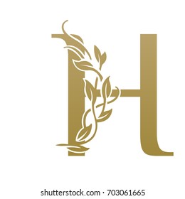 Vector Leaf Golden Letter H Logo 