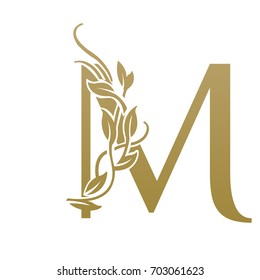 Vector Leaf Golden Letter M Logo 