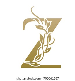 Vector Leaf Golden Letter Z Logo 