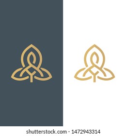 Vector leaf, golden and monochromatic. logotype element for template.