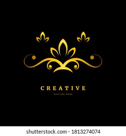 vector leaf, golden shape logo. Abstract emblem, design concept, logotype element for template
