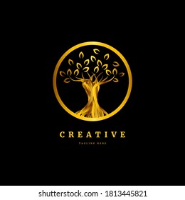 vector leaf, golden shape logo. Abstract emblem, design concept, logotype element for template
