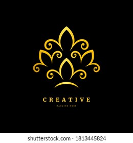 vector leaf, golden shape logo. Abstract emblem, design concept, logotype element for template
