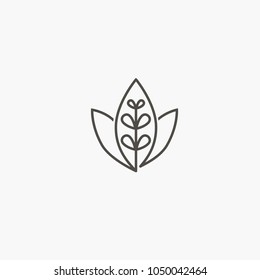 Vector leaf, golden shape and monochromatic one. Abstract emblem, design concept, logo, logotype element for template. Nature sign illustration. Luxury retro emblem. Cosmetics, Spa, Beauty salon.