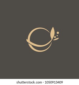 Vector leaf, golden shape and monochromatic one. Abstract emblem, design concept, logo, logotype element for template.