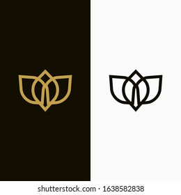 Vector leaf, golden shape and monochromatic one. Abstract emblem, design concept, logo, logotype element for template.