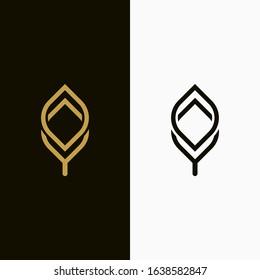 Vector leaf, golden shape and monochromatic one. Abstract emblem, design concept, logo, logotype element for template.