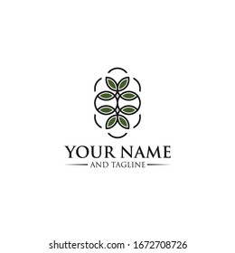 Vector leaf, golden shape and monochromatic one. Abstract emblem, design concept, logo, logotype element for template Eco icon green leaf vector illustration isolated