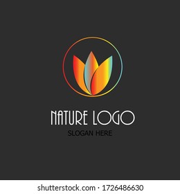Vector leaf, golden shape and monochromatic one. Abstract emblem, design concept, logo, logotype element for template.