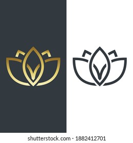Hoja vectorial, forma dorada y monocromática. Emblemas abstractos, conceptos de diseño, logotipos, elementos de logotipo para plantillas